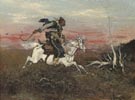 Cossack galloping on the steppe