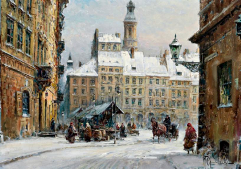 Widok na Rynek Starego Miasta w zimie