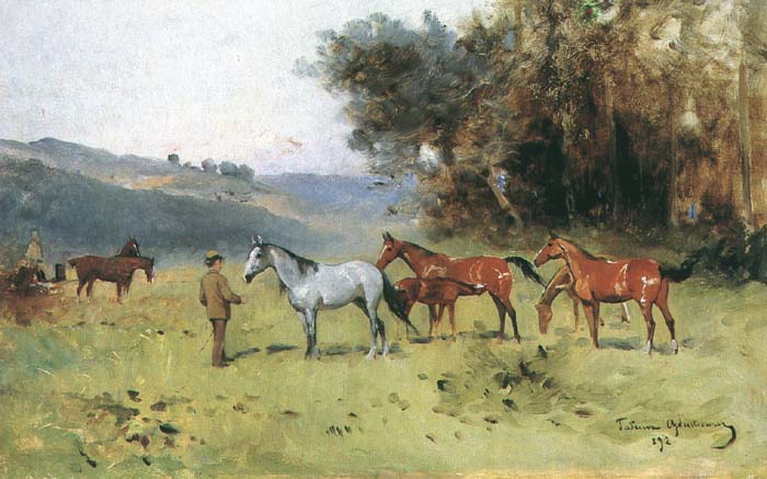 Horses Near the Forest's Edge