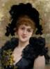 Portrait of a Young Lady in a Black Dress with a Sunflower