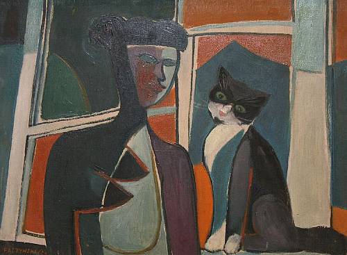 Girl with Cat at the Window