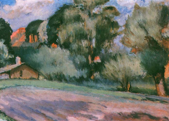 Landscape with Trees and a Red House