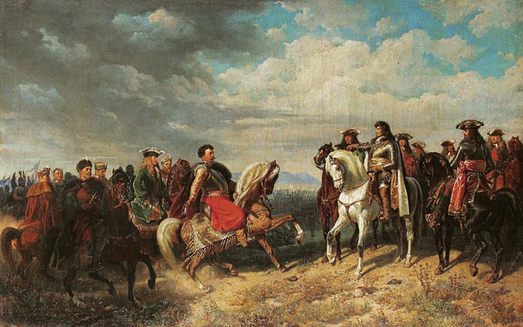 Meeting of King John III Sobieski with Emperor Leopold I near Schwechat
