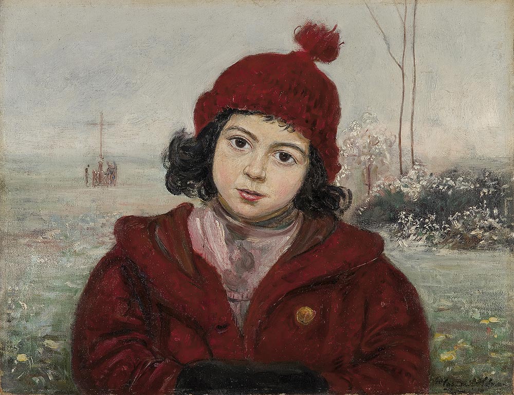 Portret dziewczynki w czerwonej czapeczce