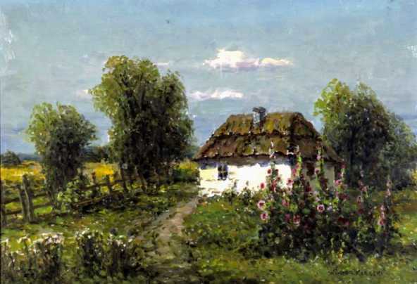 Mallows in front of a Cottage