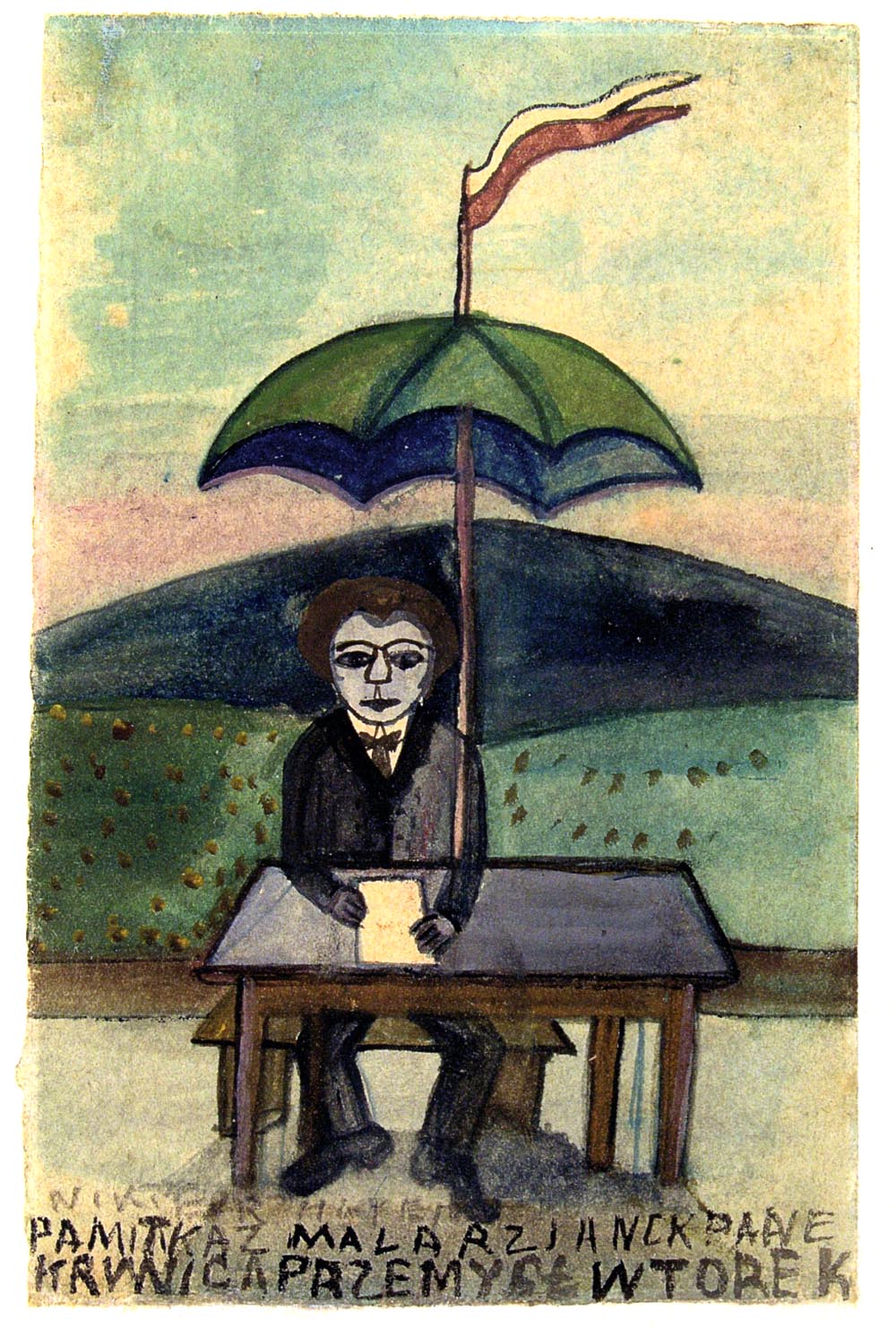 Self-Portrait Under an Umbrella