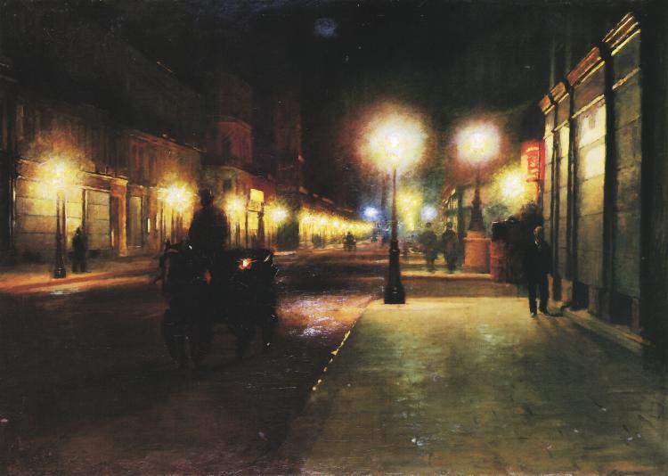 Ulica paryska w nocy