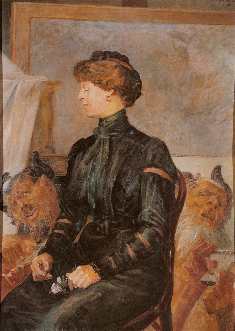 Portrait of the Artist's Wife with Two Fauns