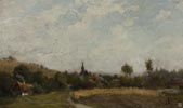 Rural Landscape with a Church and Cottages
