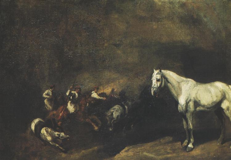 Battle of Light Cavalrymen and a Study of a Horse