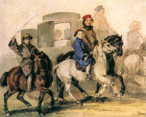 Przejadka - dzieci artysty na koniach