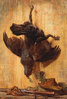 Hunting Still Life with Capercaillie, Shotgun and Hunter’s Hat