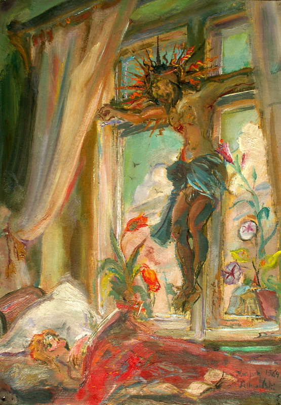 Chrystus rozpity na oknie