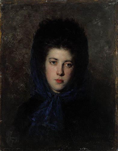 Portrait of a Woman in a Blue Shawl