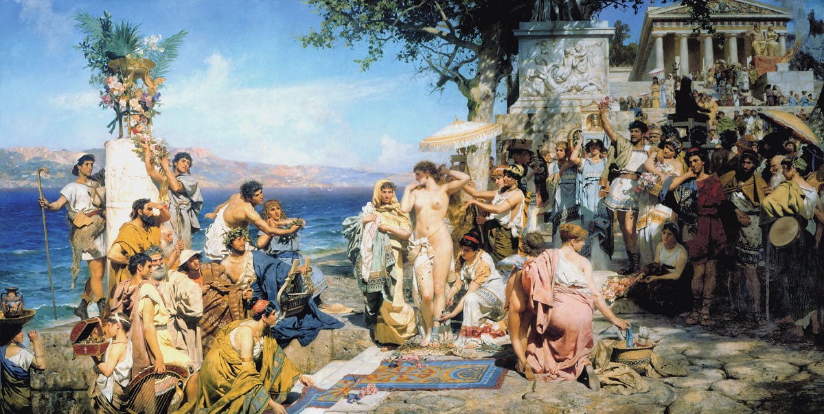 Fryne na wicie Posejdona w Eleusis