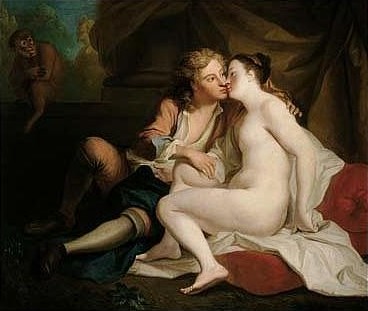 Youth Kissing an Unclad Young Woman