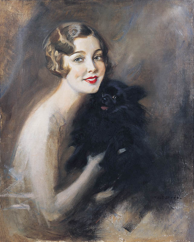 Portrait of a Lady with a Black Dog