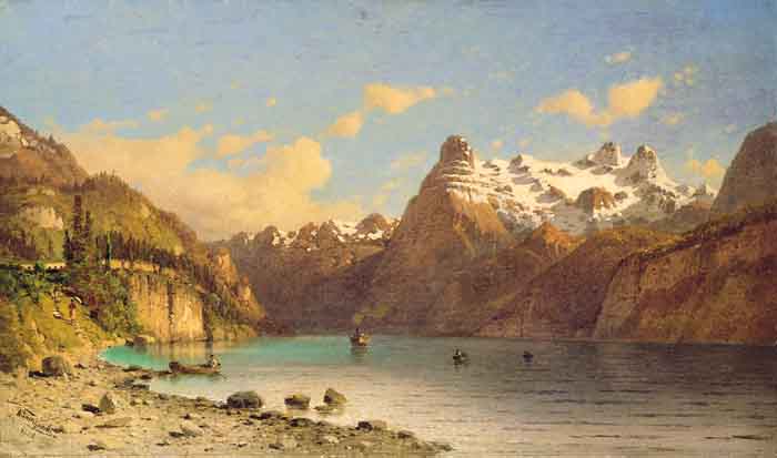 Pejza alpejski z jeziorem