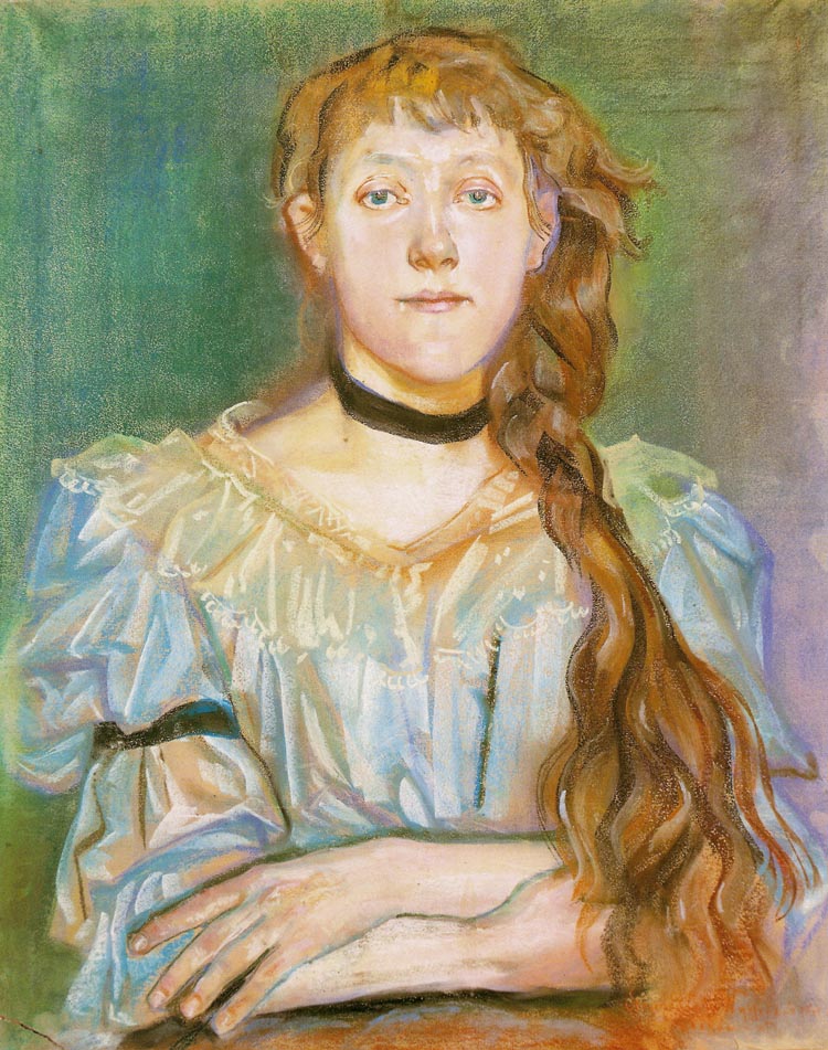 Portret Marii Wakowskiej - dziewczyna z czarn aksamitk